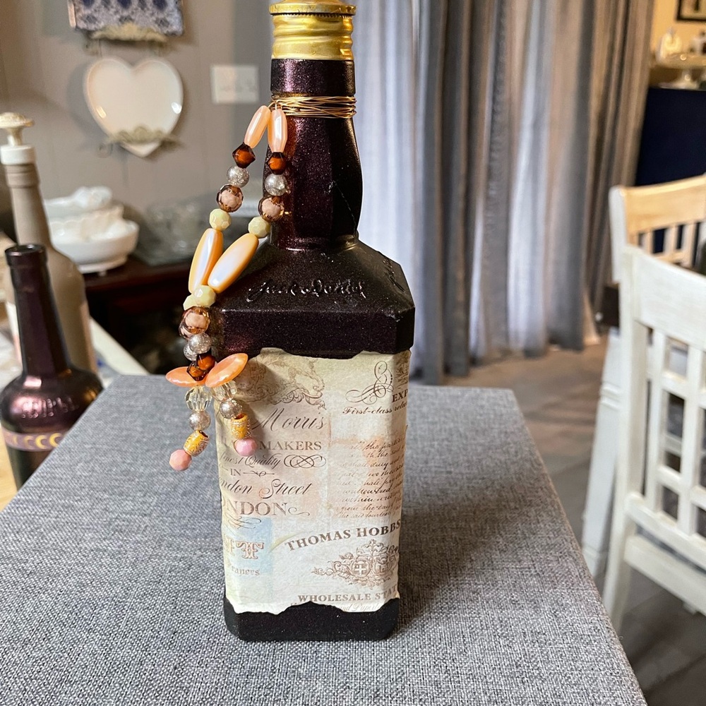 Decorative Bottle with Beaded Accent